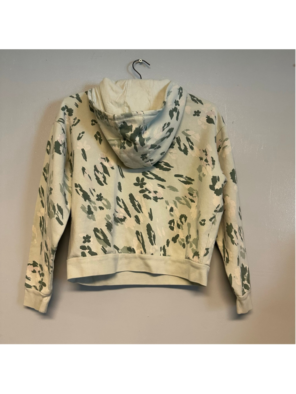 Adidas Floral Camo Hoodie Sweatshirt Juniors Size 14 Large Green Pink - Picture 3 of 6